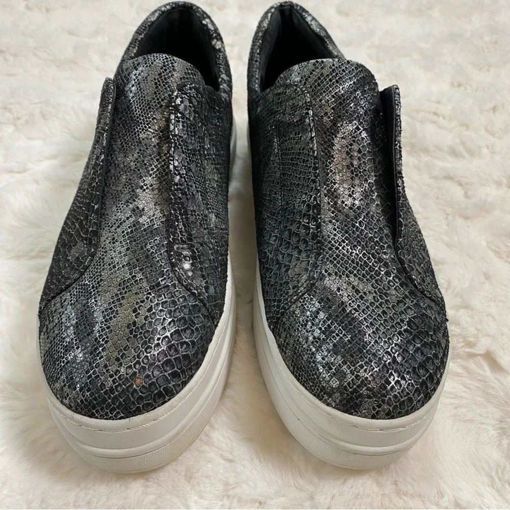 J/Slides Alara Platform Sneaker Size 6.5 Chunky Metallic Snakeskin Print Pull-On